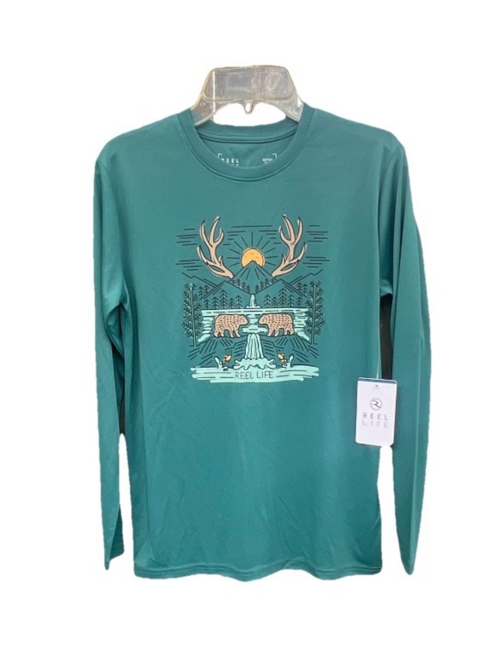 Reel Life Teal Long Sleeve Graphic Tee